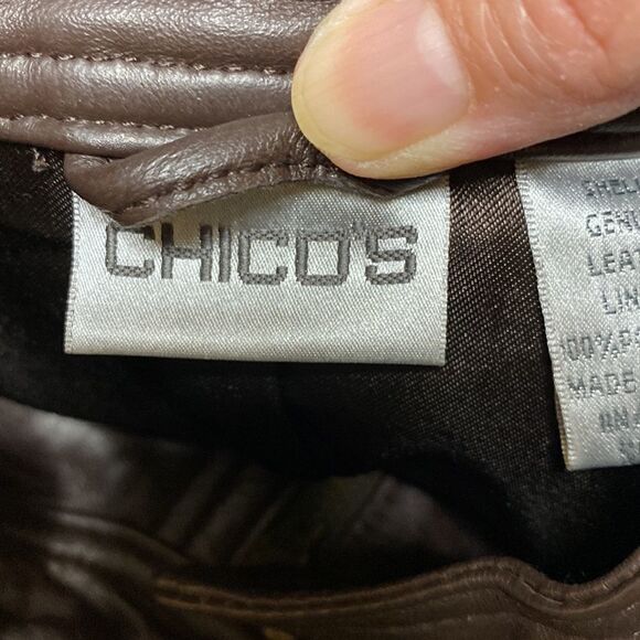 CHICOS Leather Davita Bomber Motorcycle Jacket - Picture 8 of 12